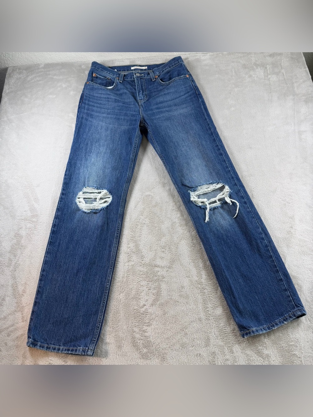 Levi's Low Pro Straight Jeans Distressed Womens 27 Blue Cotton Denim 90s Grunge